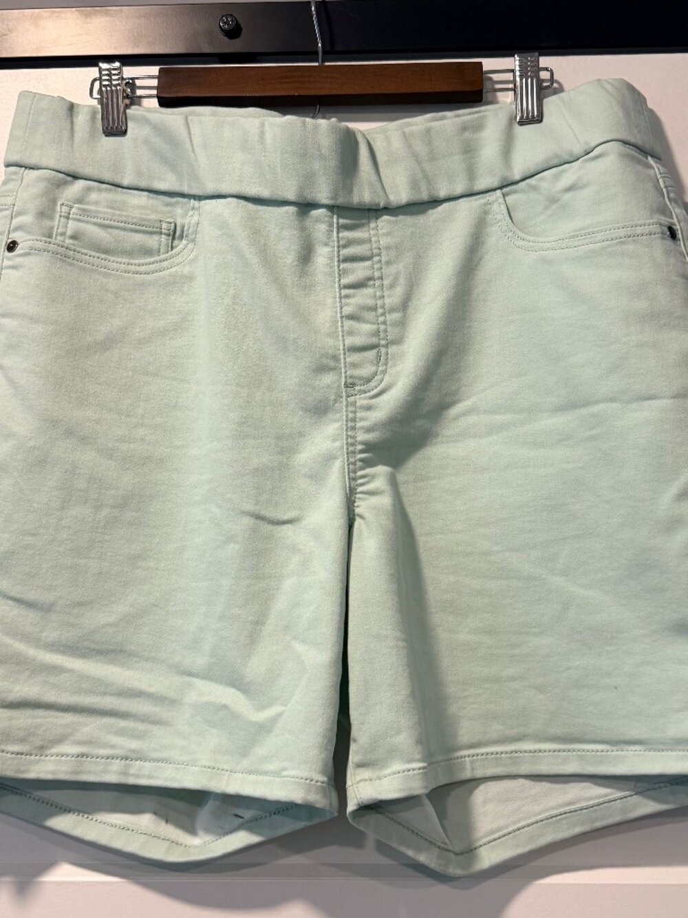 Liz Claiborne Amber Style Mint Green 5-Pocket Cotton Denim Stretch Shorts